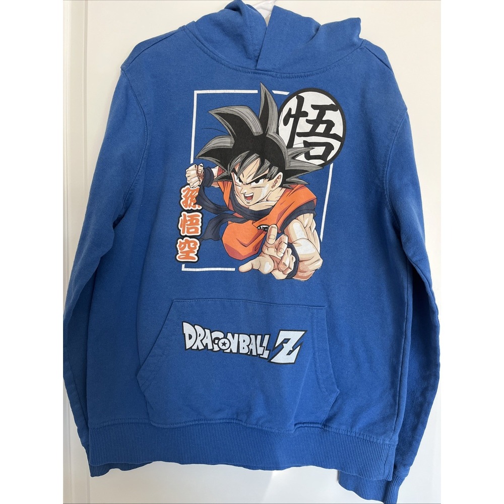 Dragon Ball Z Goku Blue Graphic Pullover Hoodie Anime Sweatshirt Size Boys S